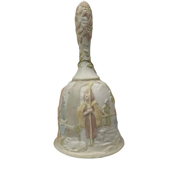 Vtg 1982 GEO Z. LEFTON China Collection‎ Oh COME ALL Ye FAITHFULL Nativity Bell - Picture 5 of 6